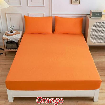 Nouvel Arrivage 15 Couleurs Drap Housse Élastique Poches Profondes 12 Pouces Microfibre Brossée Housse de Matelas Ensemble Taille Twin Full Queen King 2xPillowcases orange
