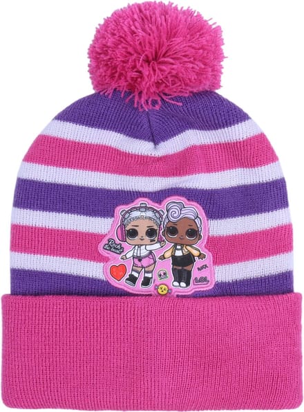 Roze en paars, warme gestreepte muts voor meisjes - LOL Surprise