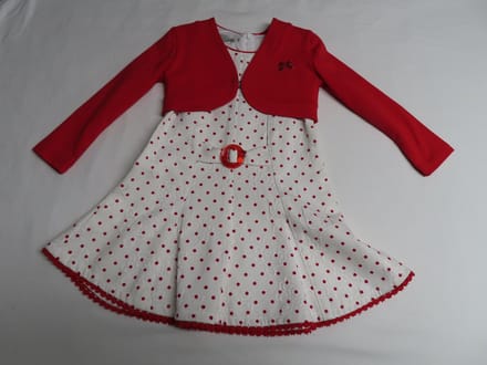 Jurk - Feestkleedje + kort jasje - Offwhite , rood - 2 jaar 92