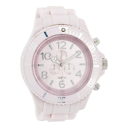 OOZOO Timepieces - Oud roze horloge met oud roze rubber band - C4823
