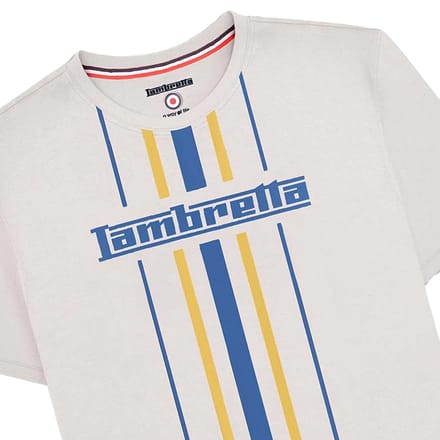 Lambretta Heren verticaal streep T-shirt (Witkap grijs)
