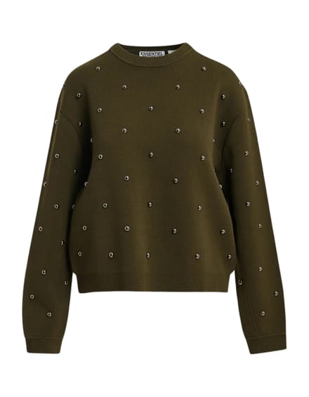 Essentiel Antwerp Pullover With Studs Pullovers Khaki Klou