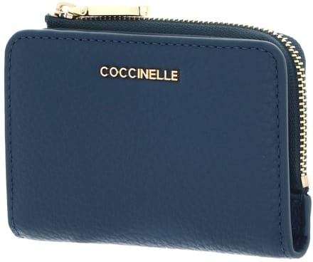 COCCINELLE Leren kaarthoes Metallic Soft Credit Card Holder Deep Blue blauw