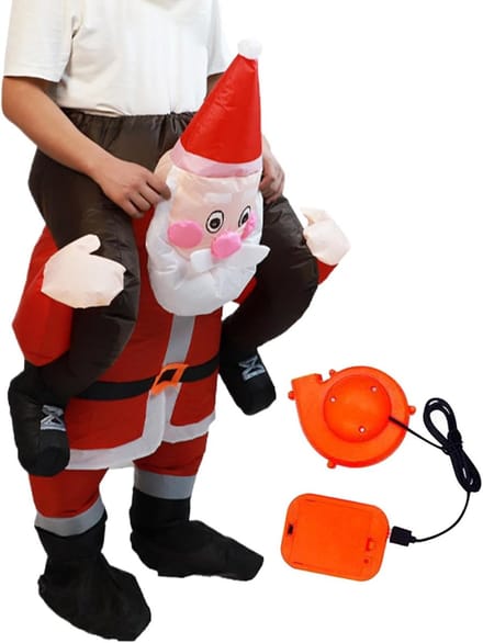 Opblaasbaar Kerstpak - Feestelijk Jumpsuit - Winterfeesten - Zelfopblazend - 120-190 cm - Rood