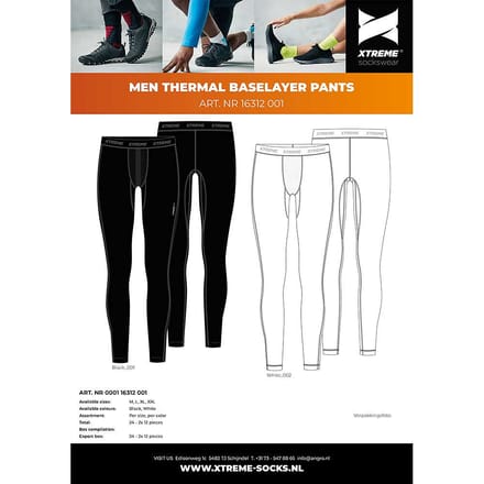 Thermolegging heren - Baselayer - 4-Pack - Wit / XL