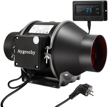 Stille Inline Ventilator 6 Inch met Temperatuur en Vochtigheid Controller voor Kweek Tenten en Ventilatie