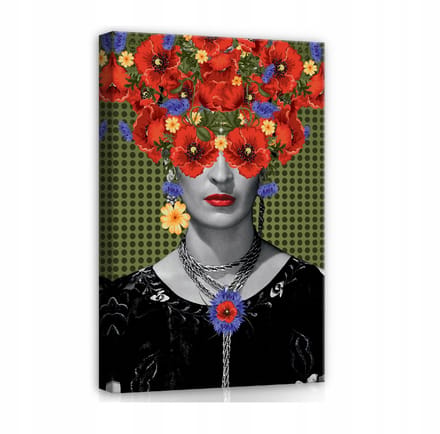 WALLARENA - Canvas schilderij - 60x40 cm - Frida Kahlo schilderij voor de woonkamer, modern design