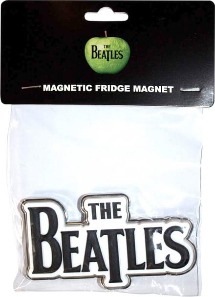 The Beatles - Black Drop T Logo Koelkastmagneet - Wit/Zwart