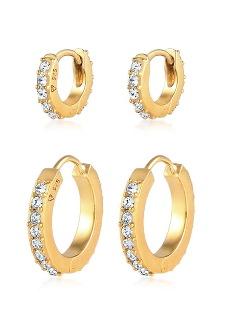 Elli Dames Oorbellen 2er Set Kristalle 925 Silber