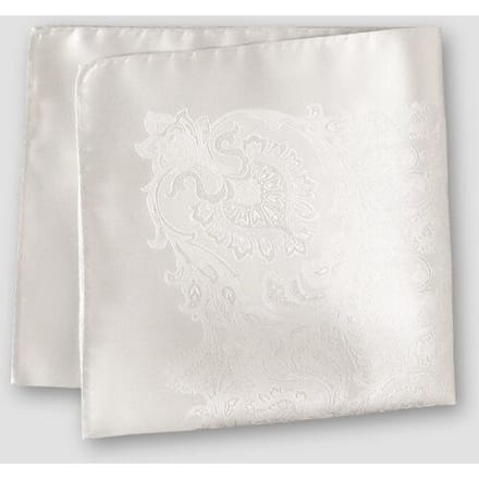 Eton Pochet Silk Woven Paisley Silver / male