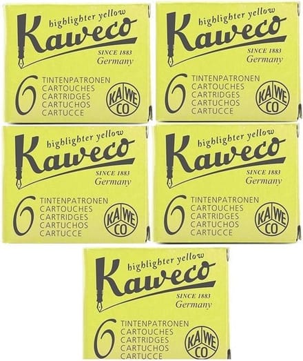 Kaweco Vulpen vullingen 5 doosjes Geel, Highlighter Yellow,