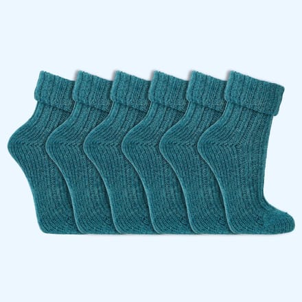 Wollen sokken | Alpacawol | Krimpvrij | Kleur: Blauw | 6 paar