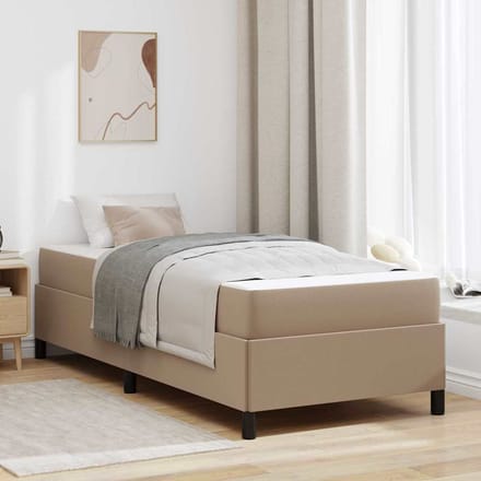 vidaXL - Bedframe - met - matras - Cappuccino - 80 - x - 200 - cm - Stof
