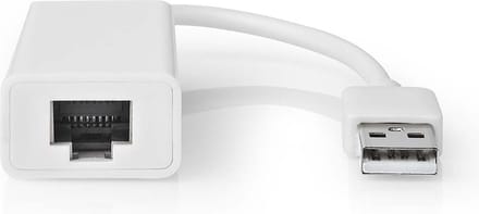 Nedis USB-netwerkadapter - USB 2.0 - 100 Mbps - USB-A Male - RJ45 Female - 0.20 m - Rond - Verguld - Koper - Wit - Envelop