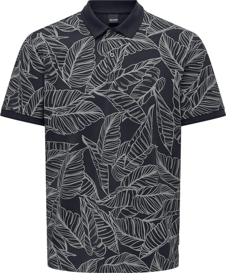 Only & Sons Poloshirt Onsvail Reg Ss Aop Polo Cs 22029668 Dark Navy Mannen Maat - M
