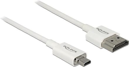 DeLOCK Dunne Micro HDMI - HDMI kabel - versie 2.0 (4K 60Hz) / wit - 0,25 meter