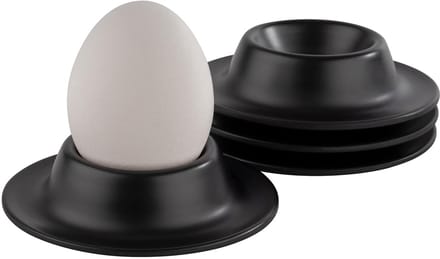 APS Eierdopjes - Melamine Eierdop Houder voor Ontbijt - Stapelbaar - Zwart - 4 stuks
