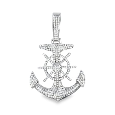Juwelier Zwartevalk zilveren (gerhodineerd) anker hanger met scheepsroer - 24.308