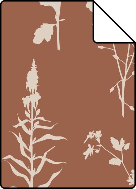 Proefstaal ESTAhome behang veldbloemen terracotta - 26.5 x 21 cm - 139396-S