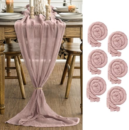 Dailygoods - Tafelloper Boho van Gaas 80 x 300 cm, 6 Stuks in Roze