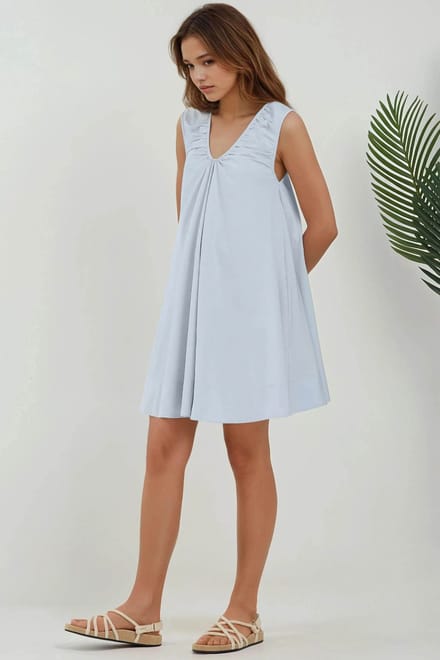 Mini U Kraag A-Form Kleid