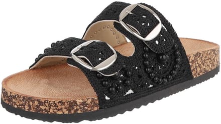 Dames slipper met gespen en pareldetail Mt:37