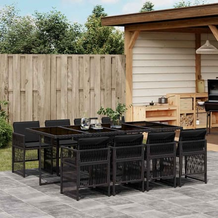 vidaXL - 9-delige - Tuinset - poly - rattan - zwart