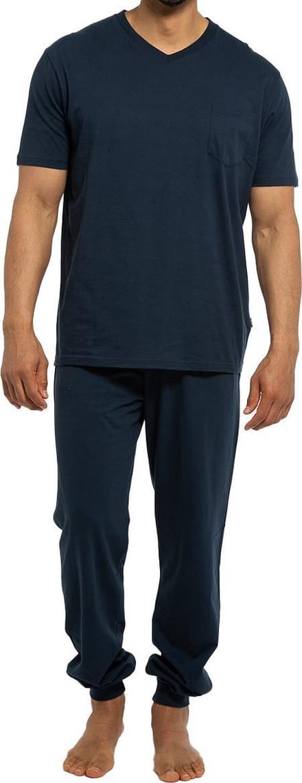 Ammann Heren pyjama t shirt met broek lang met boord Cotton