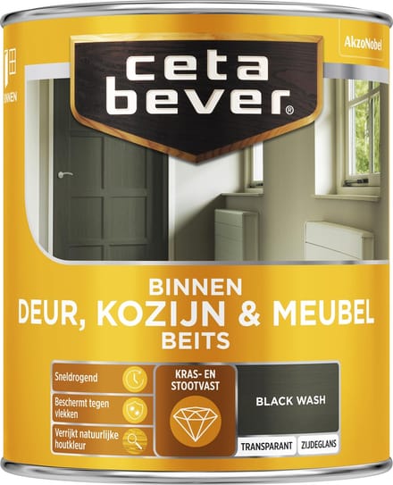 Cetabever Binnenbeits Deur Kozijn en Meubel Transparant Zijdeglans - Black Wash   8711113127035   Verf
