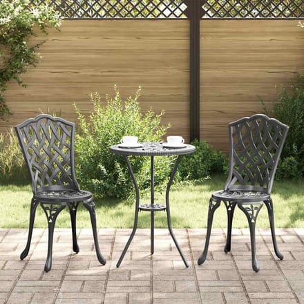 vidaXL - Tuin - Bistro - Set - 3 - st - Zwart - Aluminium