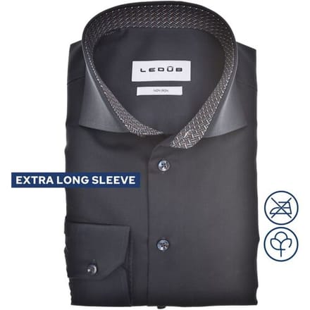 Ledûb Overhemd Uni Color Extra Lange Mouw Abstract Detail Mouwlengte 7 Navy / male