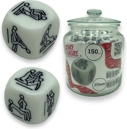 Dobbelsteen Wit Met Erotische Standjes Mega Pot 150 Stuks