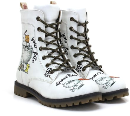 Goby Peace Biscuit Boots – Dames Lange Veterboots – Vegan Leer – Handgemaakt – Maat 42