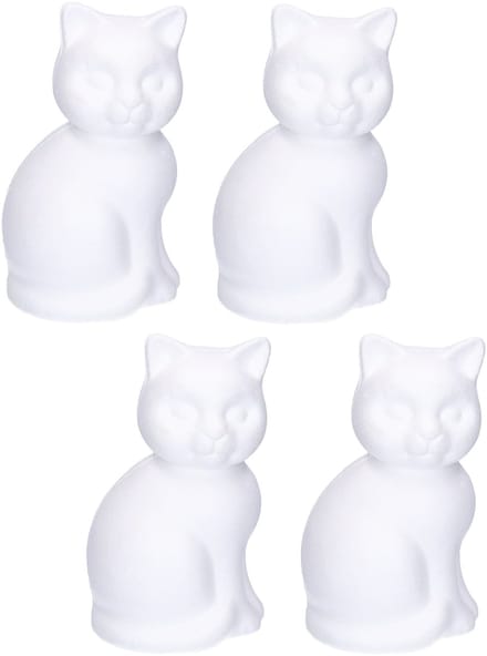 Rayher hobby Piepschuim dieren poes/kat - 4x - wit - 23 cm - zelf decoreren