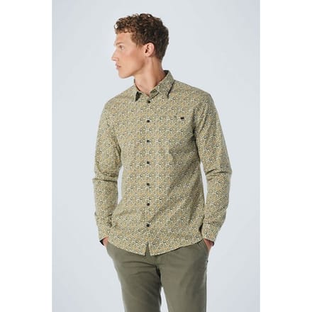 No Excess Shirt Stretch Allover Printed Olive Größe: S | Casual hemden Outlet | Herren | Grün