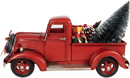 Clayre & Eef Kerstdecoratie Beeld Auto 39x15x18 cm Rood Metaal
