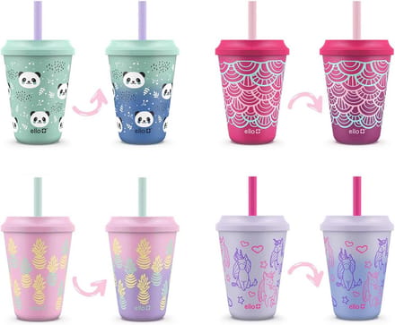4 Herbruikbare Drinkbekers met Deksel en Rietje voor Kinderen - 340ml