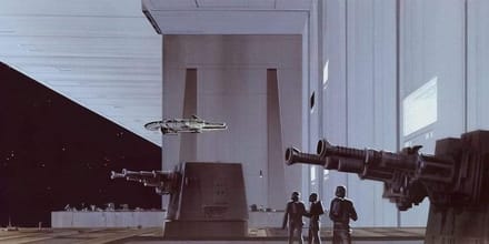 Fotobehang - Star Wars Classic RMQ Death Star Hangar 500x250cm - Vliesbehang