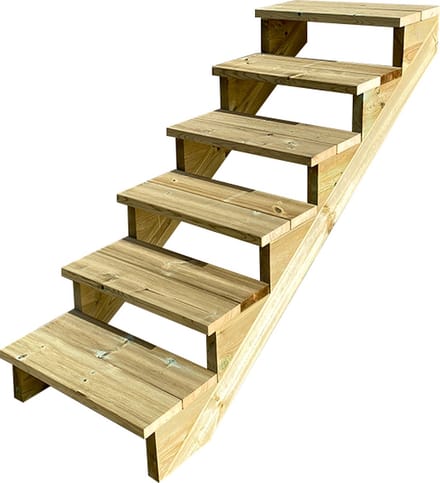BERLIN Houten Buitentrap - 6 Open Treden 105 cm Hoog - 60 cm Breed