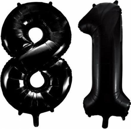 Folieballon 81 jaar zwart 41cm