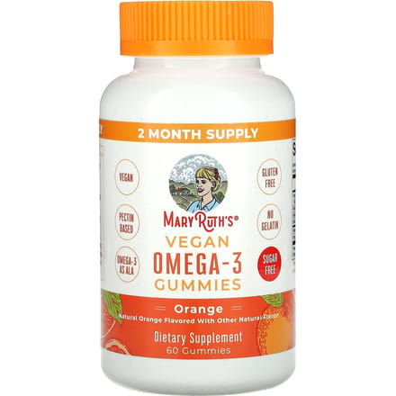 MaryRuth's, vegan omega-3 gummies, natuurlijke sinaasappel, 60 gummies