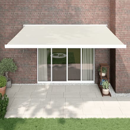 vidaXL - Uitschuifbare - luifel - Crème - met - Witte - Frame - 4 - × - 3 - m
