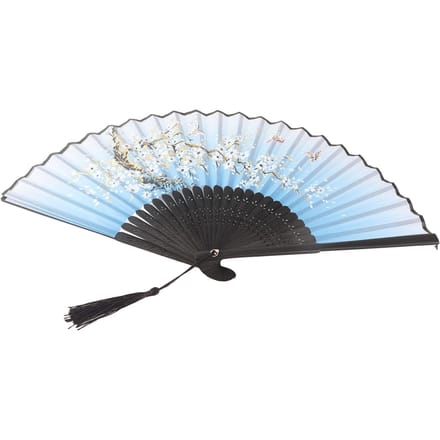 Éventail à main pliant, cadeau de fête de mariage, accessoires de danse, décoration de bureau et de maison Blue white