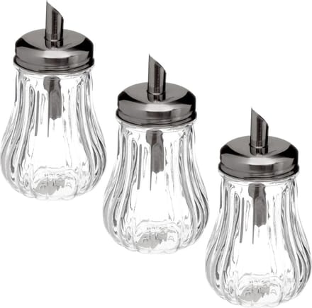 5Five - 6x stuks - Suikerpot/suikerstrooier glas met RVS tuit - 180ml