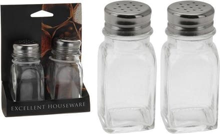 Peper en zoutstel glas met rvs