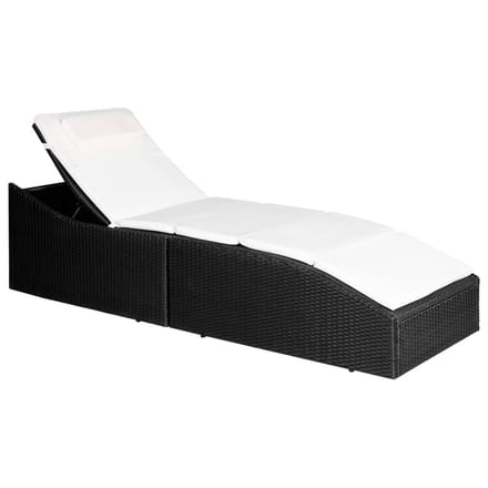 vidaXL - Ligbed - met - kussen - poly - rattan - zwart