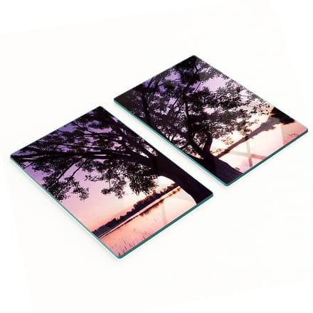 Glazen snijplanken met boom- en meermotief, 2x40x52 cm