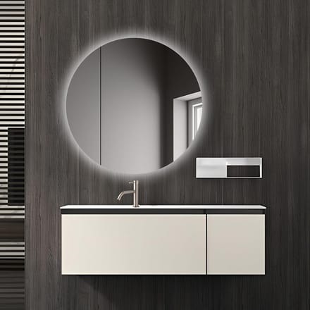 Spiegelkast Rond - Badkamermeubel - Opbergen Badkamer - Geïntegreerde LED - Diameter 60 cm - Wit