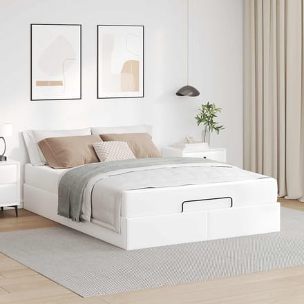 vidaXL - Bedframe - met - matras - Anders - 2 - st - Wit - PVC