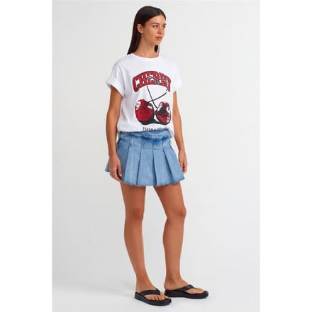 Midden taille mini denim skaterrok